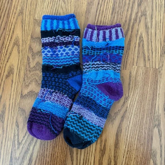 Lot of 2 Blue/ Purple, Green/Blue Solemate Womens Socks Set - Picture 4 of 9